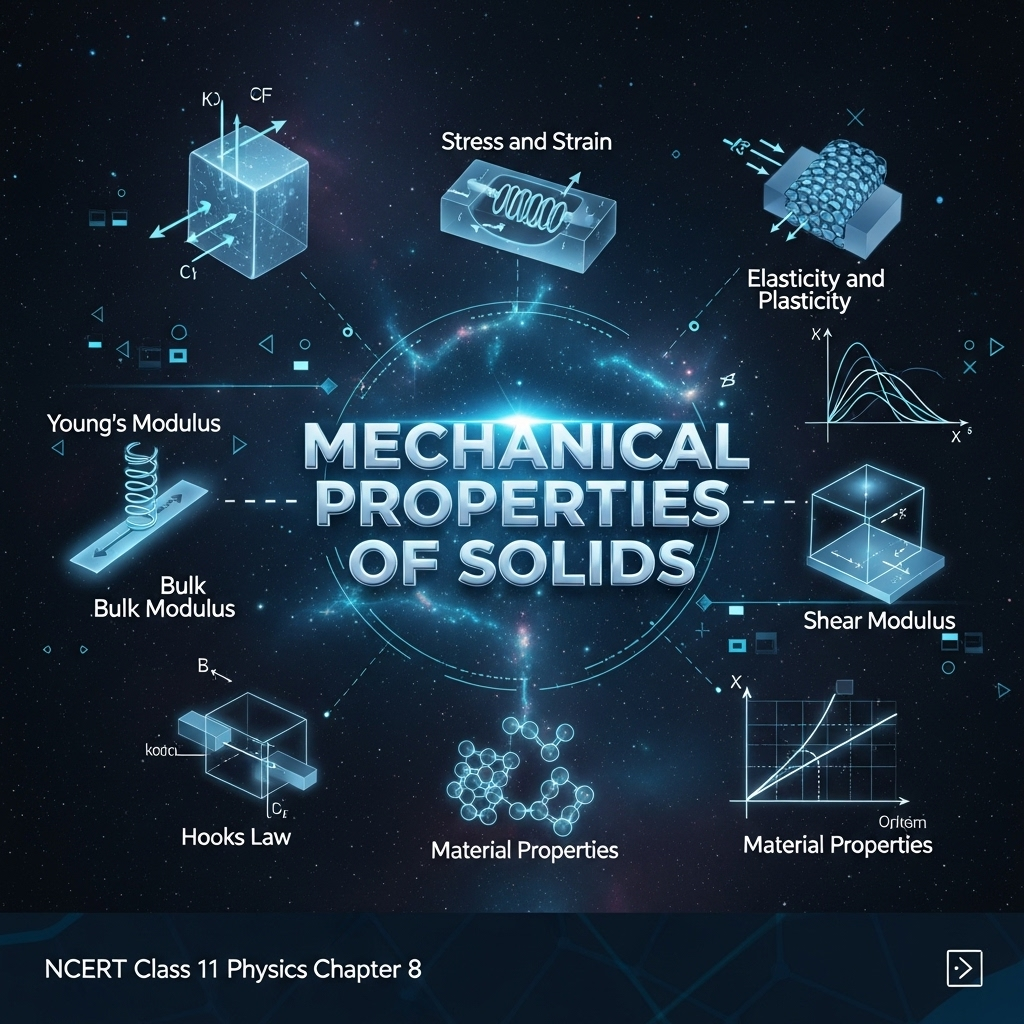 Complete Solutions and Summary of Mechanical Properties of Solids β NCERT Class 11, Physics, Chapter 8 β Summary, Questions, Answers, Extra Questions