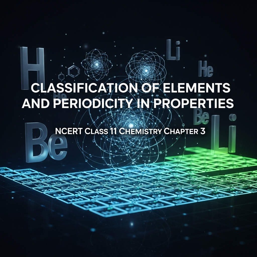 Complete Solutions and Summary of Classification of Elements and Periodicity in Properties β NCERT Class 11, Chemistry, Chapter 3 β Summary, Questions, Answers, Extra Questions