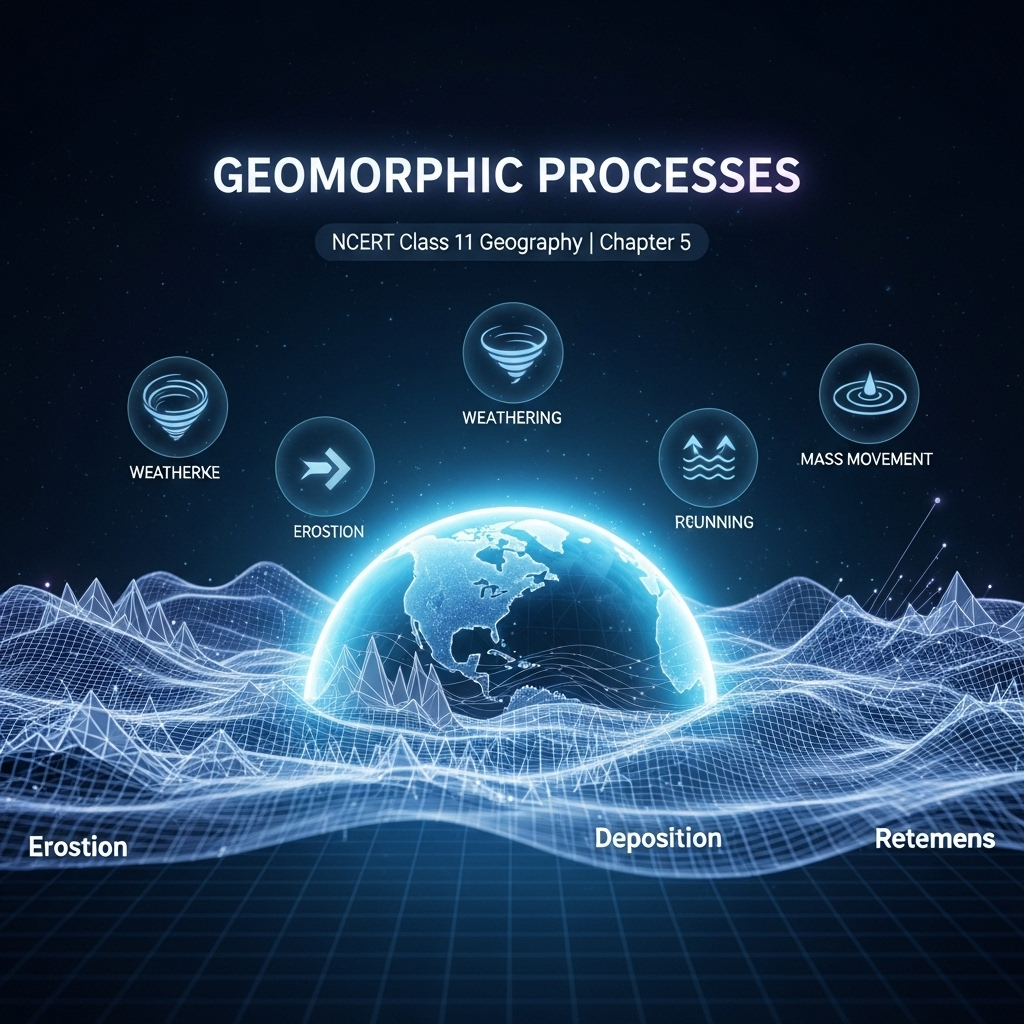Complete Solutions and Summary of Geomorphic Processes – NCERT Class 11, Geography, Chapter 5 – Summary, Questions, Answers, Extra Questions