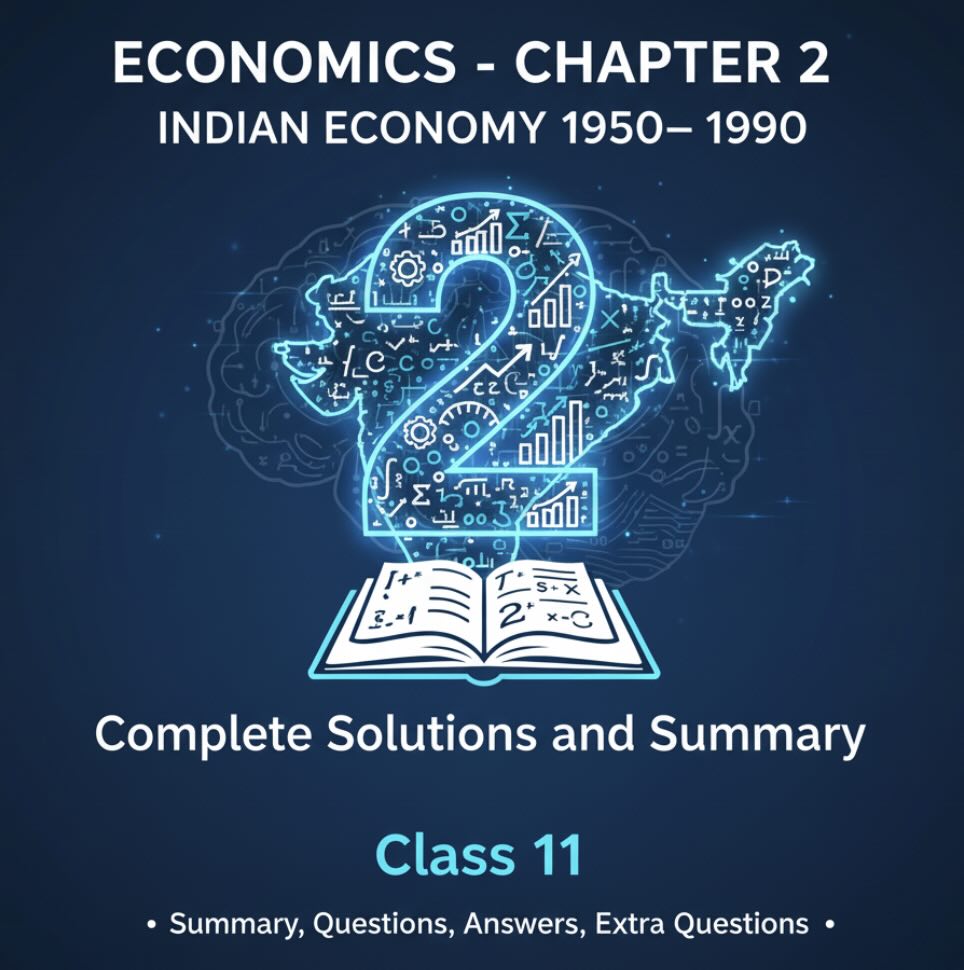 Complete Solutions and Summary of Indian Economy 1950β1990 β NCERT Class 11, Economics, Chapter 2 β Summary, Questions, Answers, Extra Questions