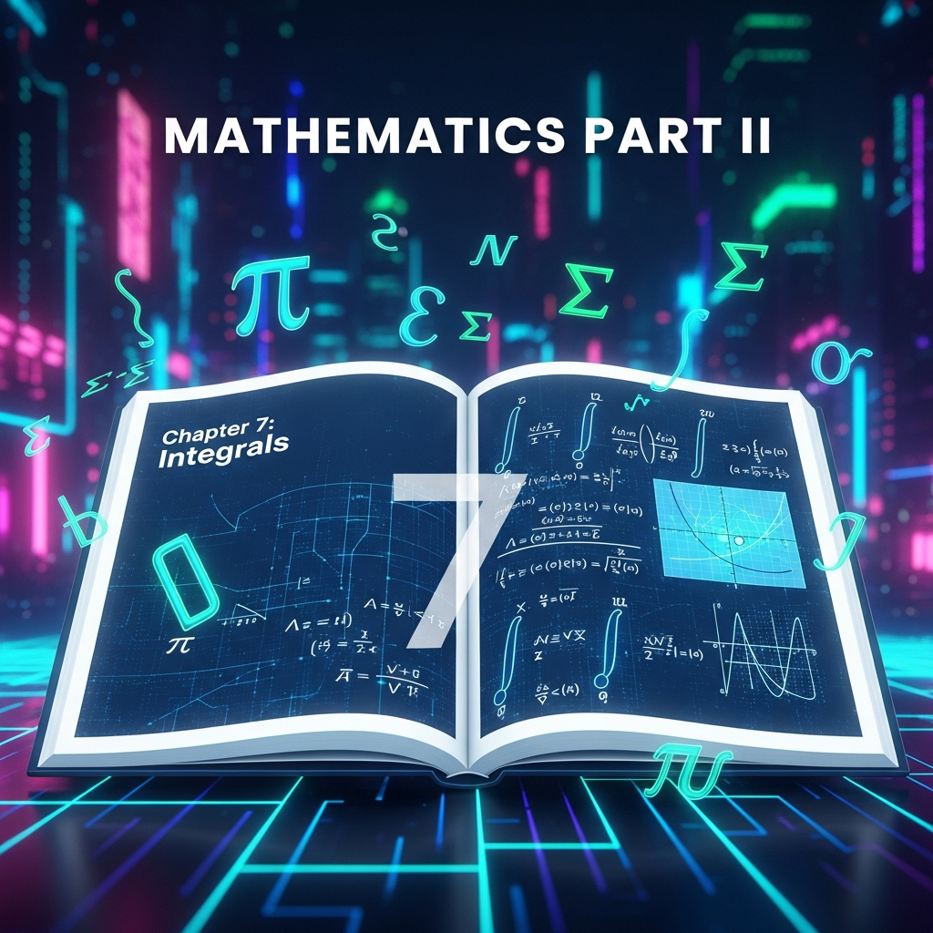 Complete Summary and Solutions for Integrals – NCERT Class XII Mathematics Part II, Chapter 7 – Indefinite and Definite Integrals, Integration Techniques, Properties, Applications