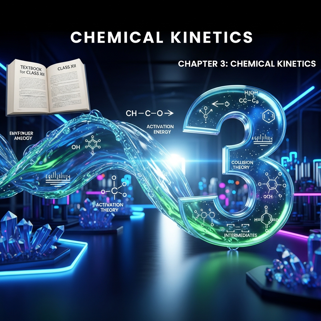 Complete Summary and Solutions for Chemical Kinetics – NCERT Class XII Chemistry Part I, Chapter 3 – Rate of Reaction, Factors Affecting Rate, Order and Molecularity, Rate Law, Integrated Rate Equations, Collision Theory