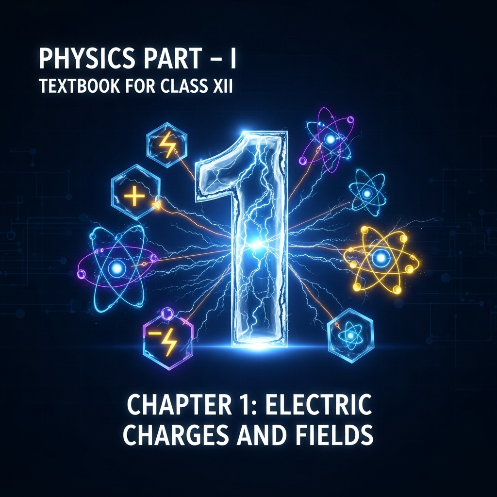 Complete Summary and Solutions for Electric Charges and Fields – NCERT Class XII Physics Part I, Chapter 1 – Coulomb's Law, Electric Field, Lines of Force, and Applications