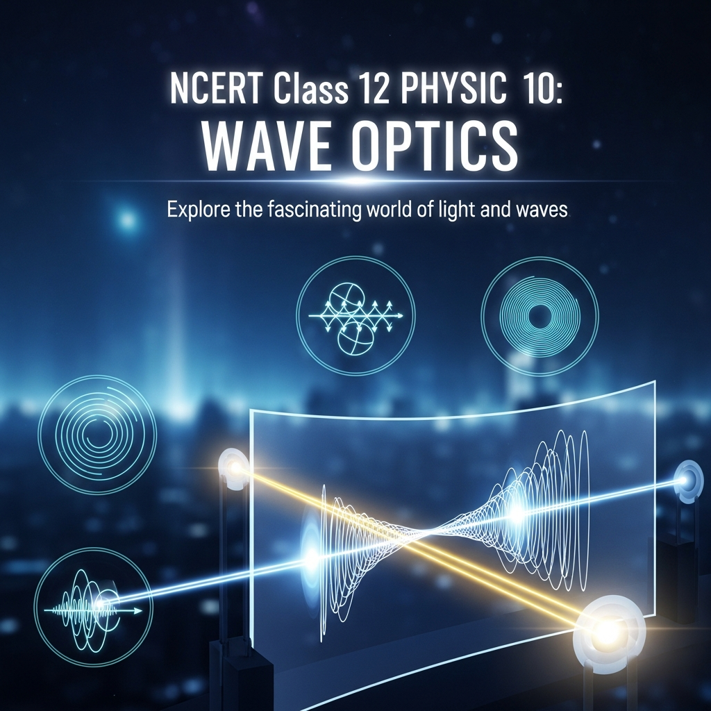 Complete Summary and Solutions for Wave Optics – NCERT Class XII Physics Part II, Chapter 10 – Interference, Diffraction, Polarisation, and Optical Phenomena
