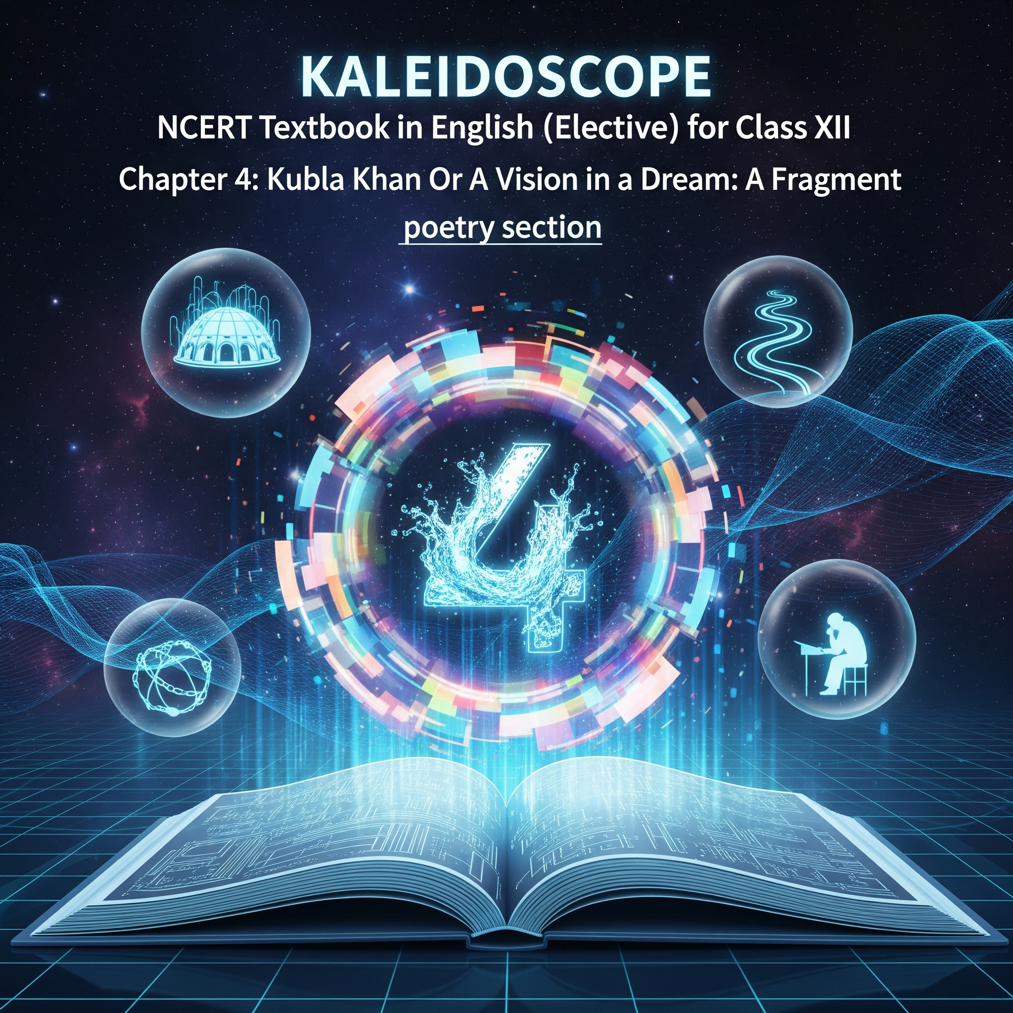 Complete Summary and Solutions for Kubla Khan Or A Vision in a Dream: A Fragment – NCERT Class XII KALEIDOSCOPE English Elective, Chapter 4 – Poetry Summary, Explanation, Questions, Answers