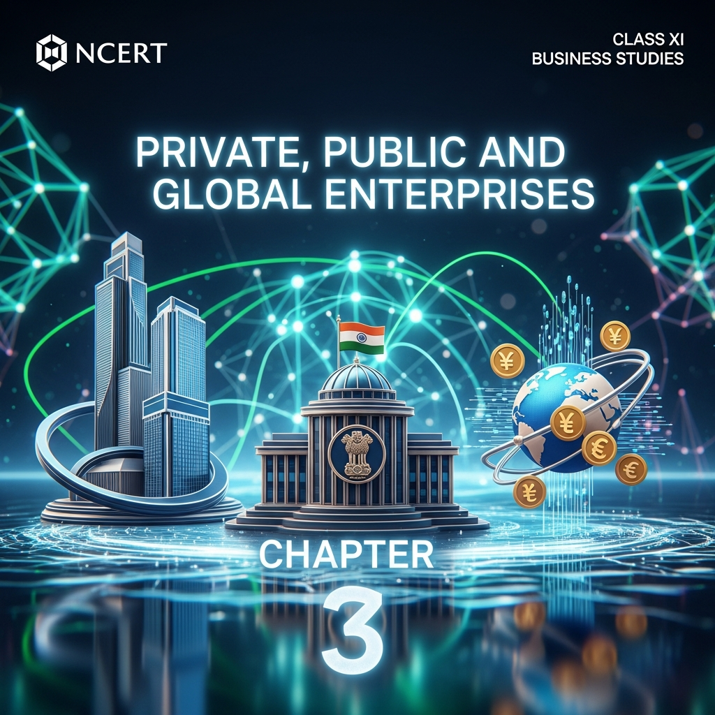Complete Summary and Solutions for Private, Public and Global Enterprises – NCERT Class XI Business Studies, Chapter 3 – Explanation, Questions, Answers