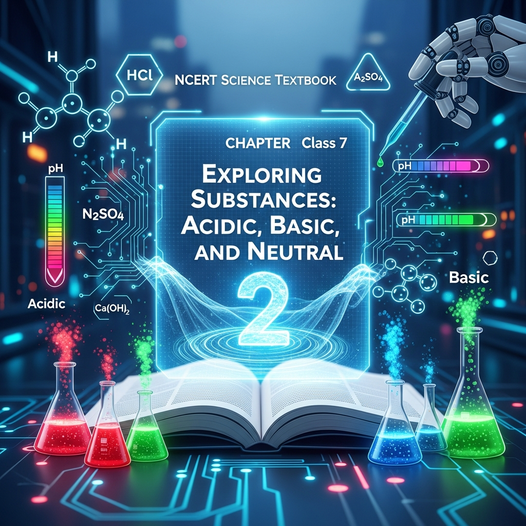 Complete Summary and Explanation of Exploring Substances: Acidic, Basic, and Neutral – NCERT Class 7 Science Chapter 2 – Full Chapter Notes, Key Concepts, Activities, Natural Indicators, Litmus Test, Science Fair Invisible Ink, and Textbook Solutions