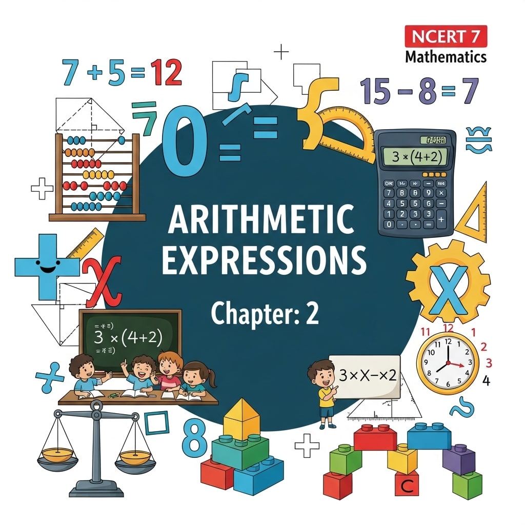 Class 7 Maths Ch 2: Arithmetic Expressions – learn to write, compare and correctly evaluate expressions using brackets and order of operations, with clear notes, solved examples, extra questions and quiz for CBSE Exam