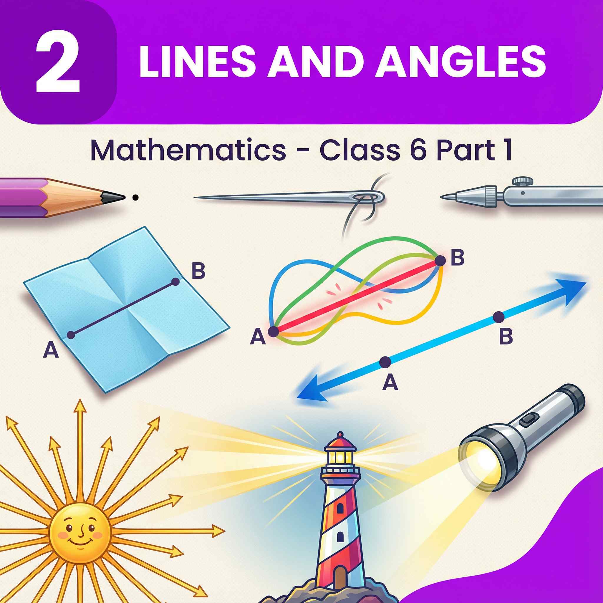 Complete Summary, Explanations, and Solutions for Lines and Angles â Ganita Prakash Class VI, Chapter 2 â Points, Line Segments, Rays, Angles, Questions, Answers
