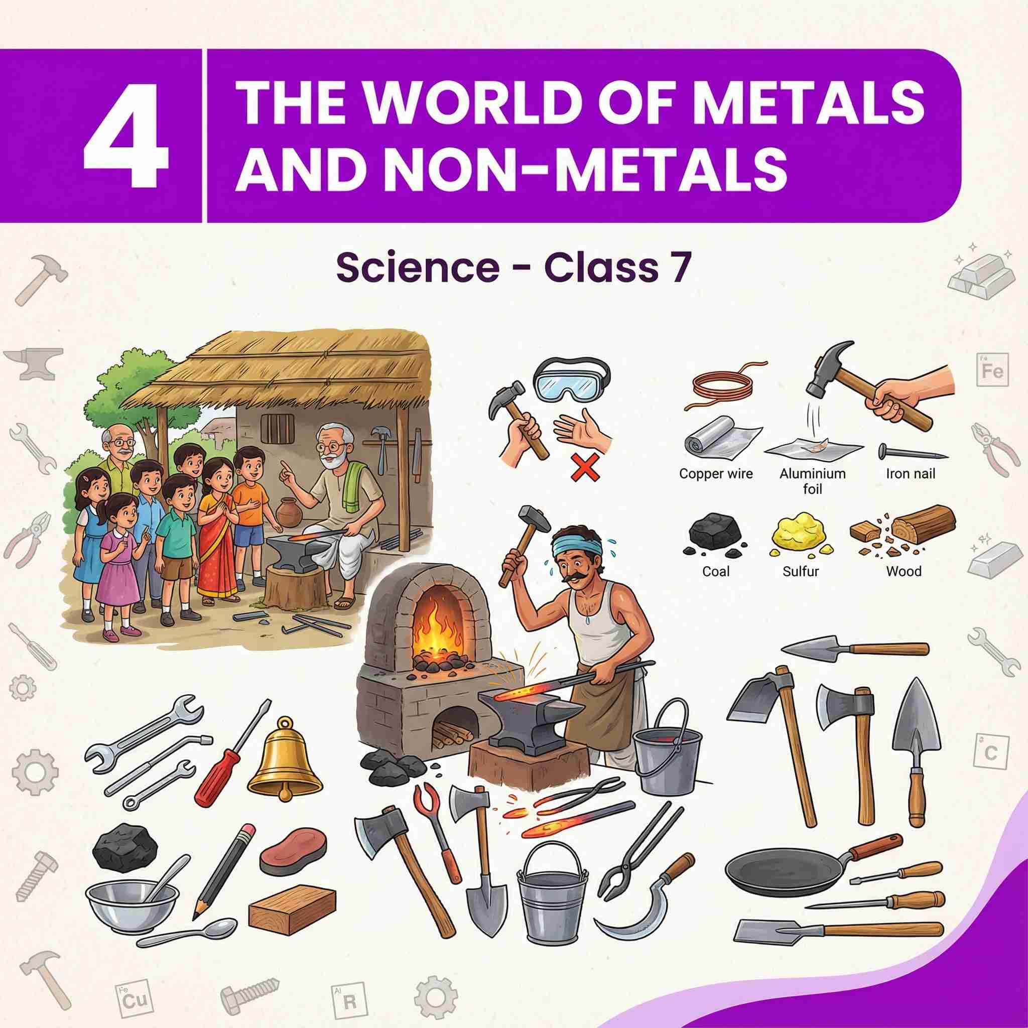 Class 7 Science Chapter 4: The World of Metals and Non-metals | Complete NCERT Notes, Activities, Questions & Answers