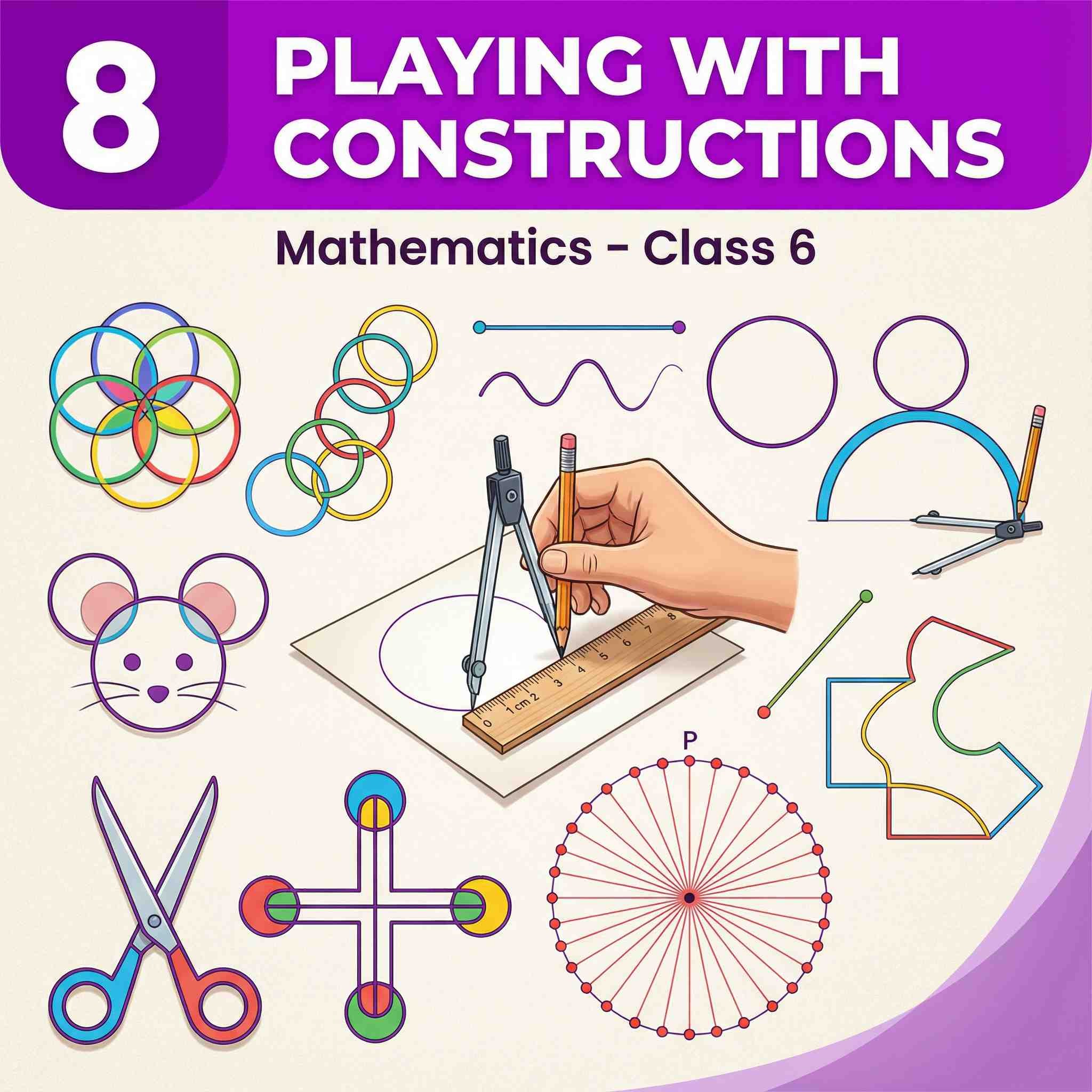 Complete Summary, Explanations, and Solutions for Playing with Constructions – Ganita Prakash Class VI, Chapter 8 – Compass, Ruler, Geometric Constructions, Questions, Answers