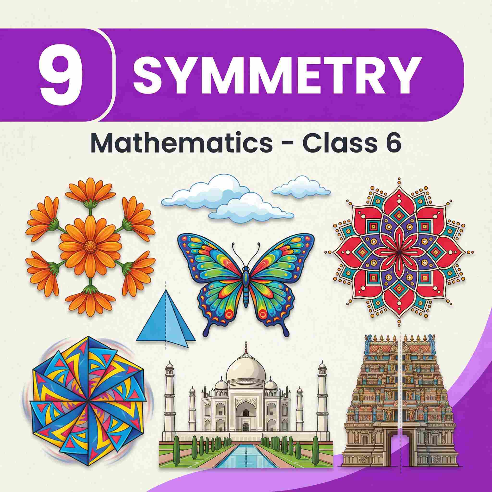 Complete Summary, Explanations, and Solutions for Symmetry – Ganita Prakash Class VI, Chapter 9 – Line Symmetry, Rotational Symmetry, Reflection, Questions, Answers