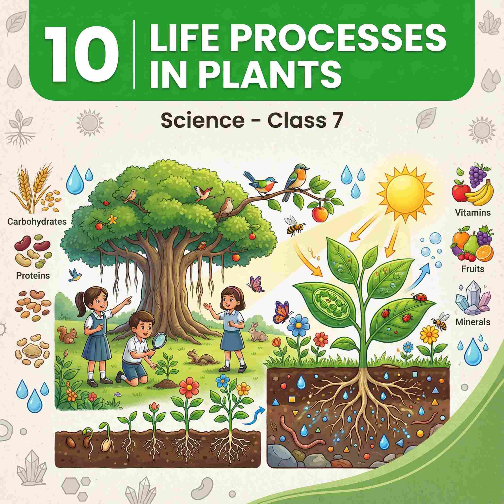Class 7 Science Chapter 10: Life Processes in Plants | Complete NCERT Notes, Photosynthesis, Activities 10.1-10.8 Solved, Chlorophyll Starch Test