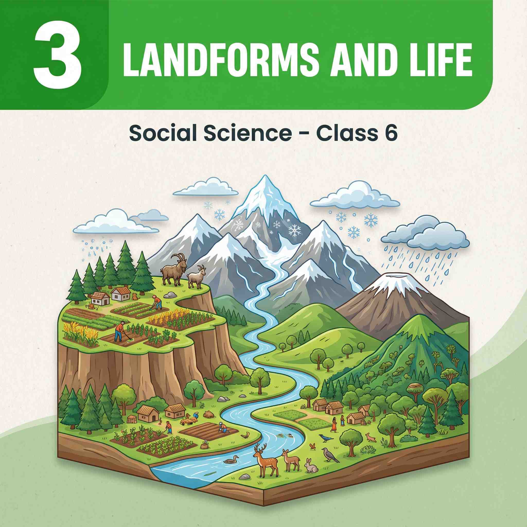 Complete Summary and Solutions for Landforms and Life – NCERT Class VI Social Science, Chapter 3 – Mountains, Plateaus, Plains, Deserts, Questions, Answers