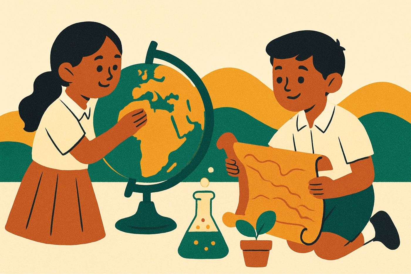 Class 7 students learning