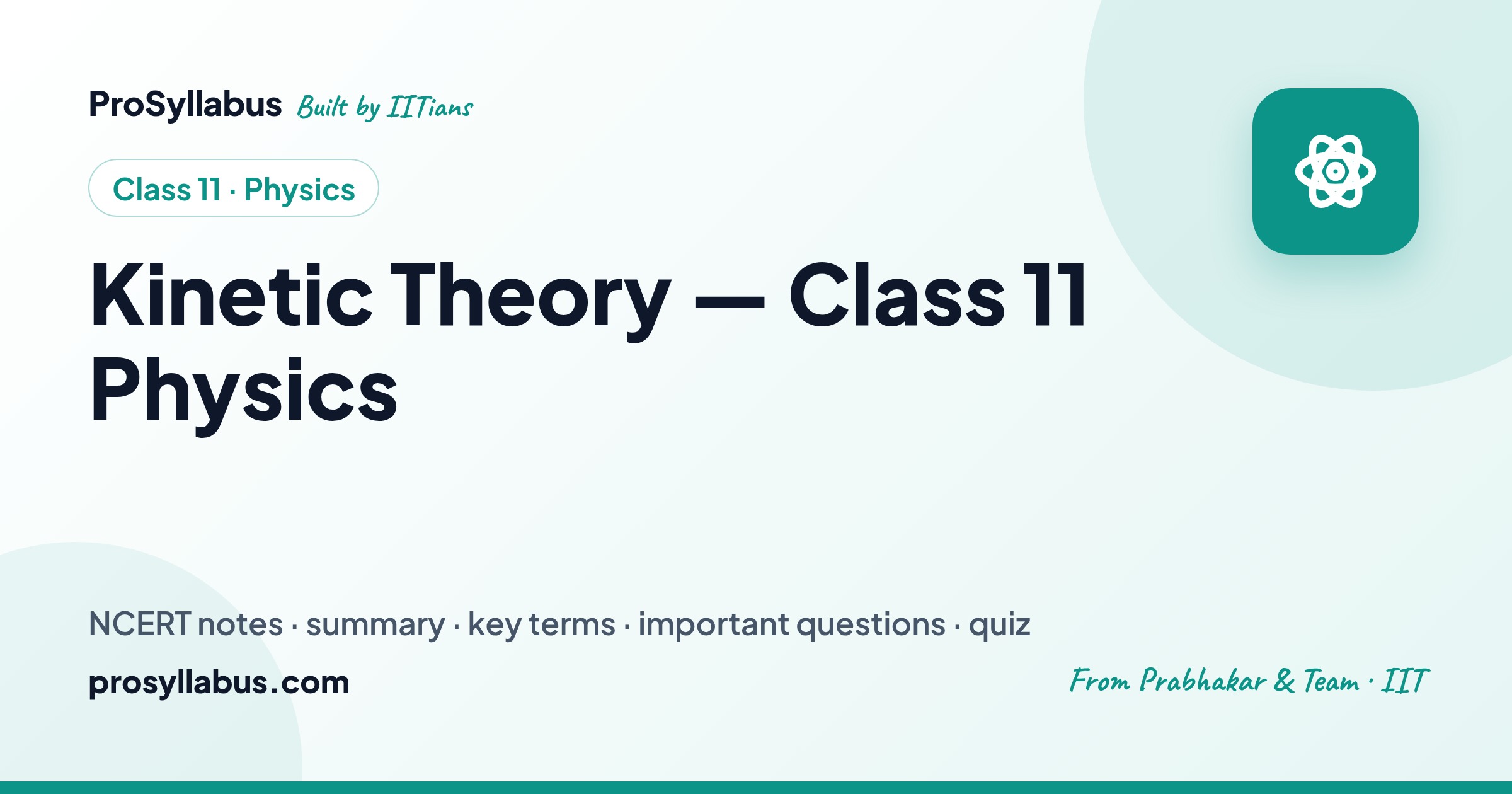 Kinetic Theory Class 11 Physics — NCERT Notes, Summary, Important ...