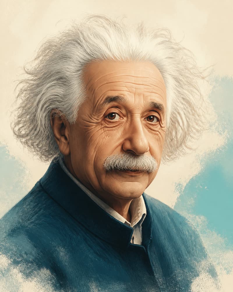 Editorial portrait of Albert Einstein
