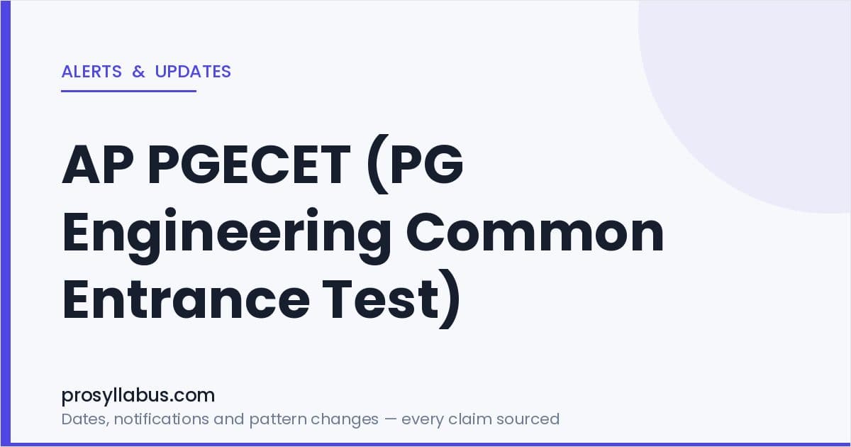 Alerts and Updates for AP PGECET (PG Engineering Common Entrance Test)