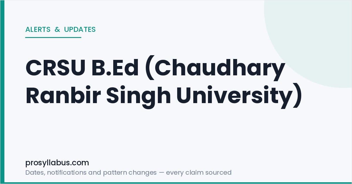 Alerts and Updates for CRSU B.Ed (Chaudhary Ranbir Singh University)