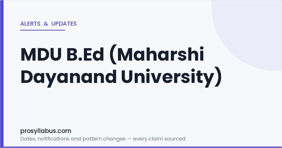 Alerts and Updates for MDU B.Ed (Maharshi Dayanand University)