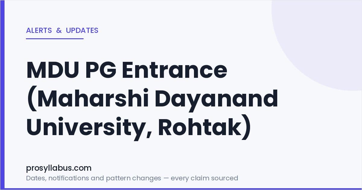 Alerts and Updates for MDU PG Entrance (Maharshi Dayanand University, Rohtak)