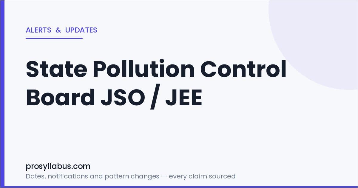 Alerts and Updates for State Pollution Control Board JSO / JEE