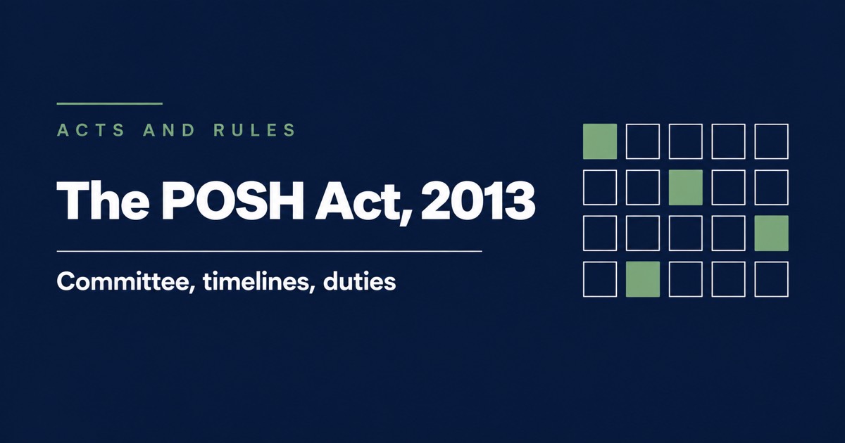 POSH Act, 2013: Internal Committee, Timelines and MCQs