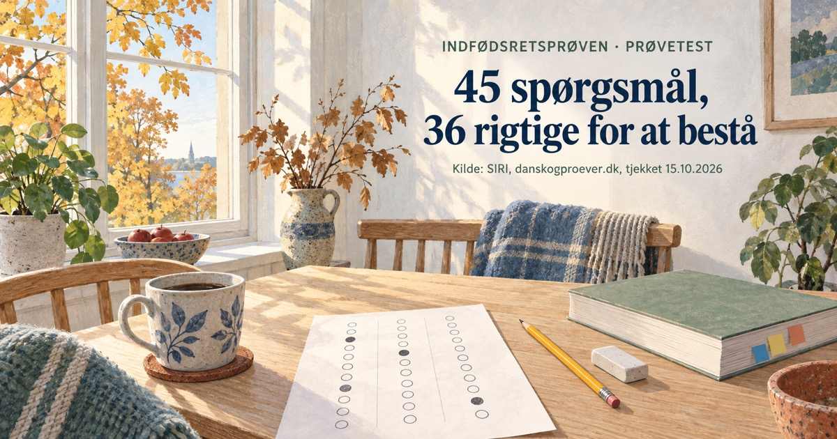 Indfødsretsprøven test 2026: gratis prøvetest med svar