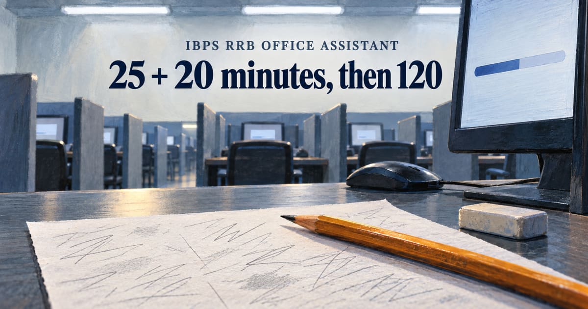 RRB Office Assistant Pattern 2026: 25+20 Minute Prelims, 120-Min Mains