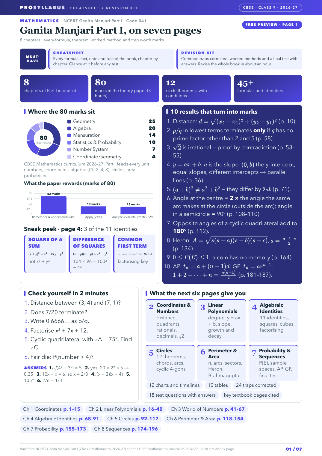 First page of Mathematics Part I